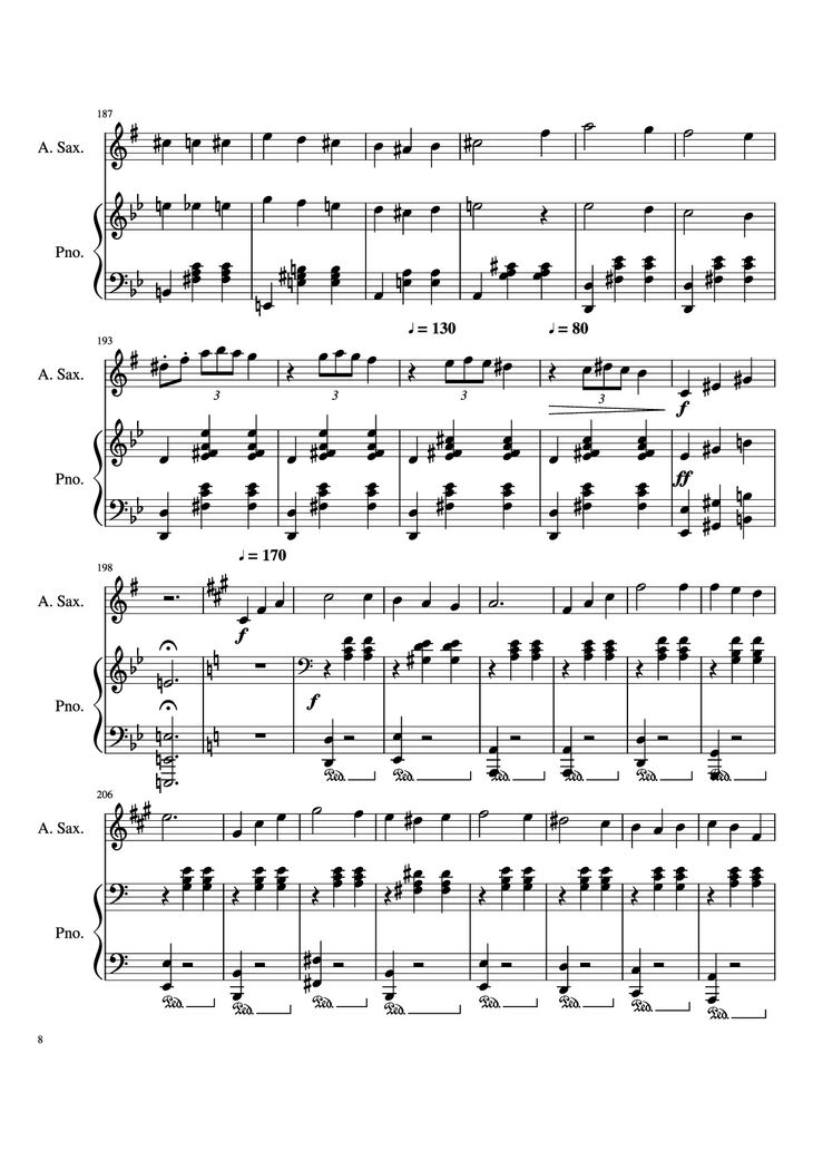 Page 8 of the piano sheet music PDF Piano - Howl