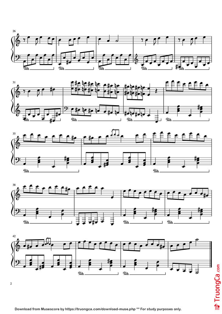Page 2 of the piano sheet music PDF Piano - Korobeiniki (Tetris Theme) Piano by Zakura