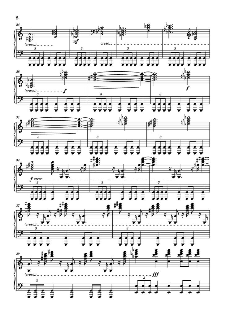 Page 2 of the piano sheet music PDF Piano - The Planets - Mars Piano by Composer / arranger