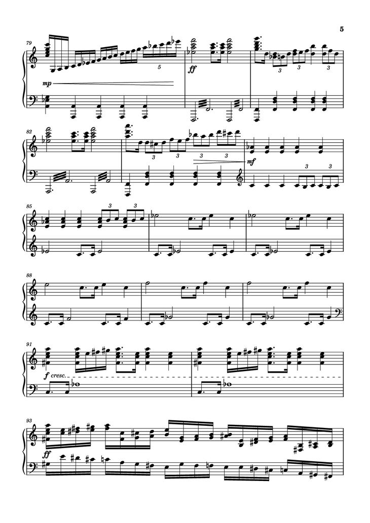 Page 5 of the piano sheet music PDF Piano - The Planets - Mars Piano by Composer / arranger