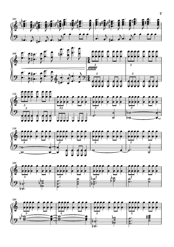 Page 7 of the piano sheet music PDF Piano - The Planets - Mars Piano by Composer / arranger