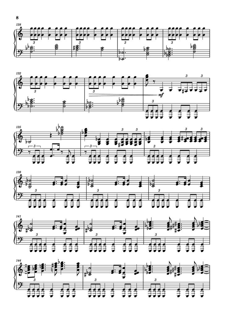 Page 8 of the piano sheet music PDF Piano - The Planets - Mars Piano by Composer / arranger