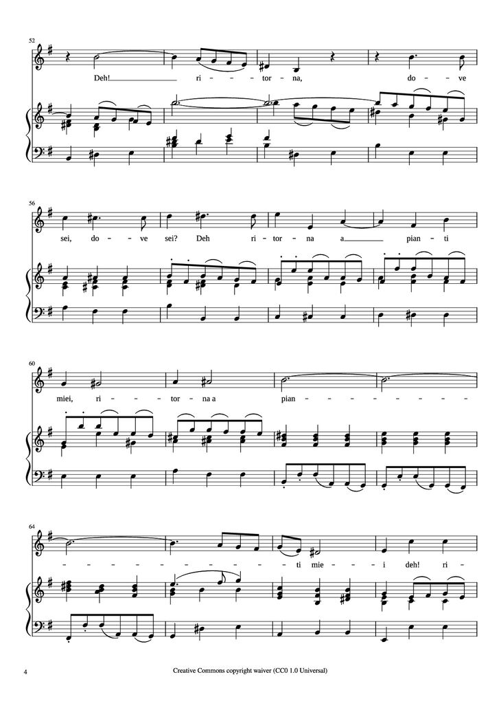 Page 4 of the piano sheet music PDF Piano - CARA SPOSA Piano by George Frideric Handel 