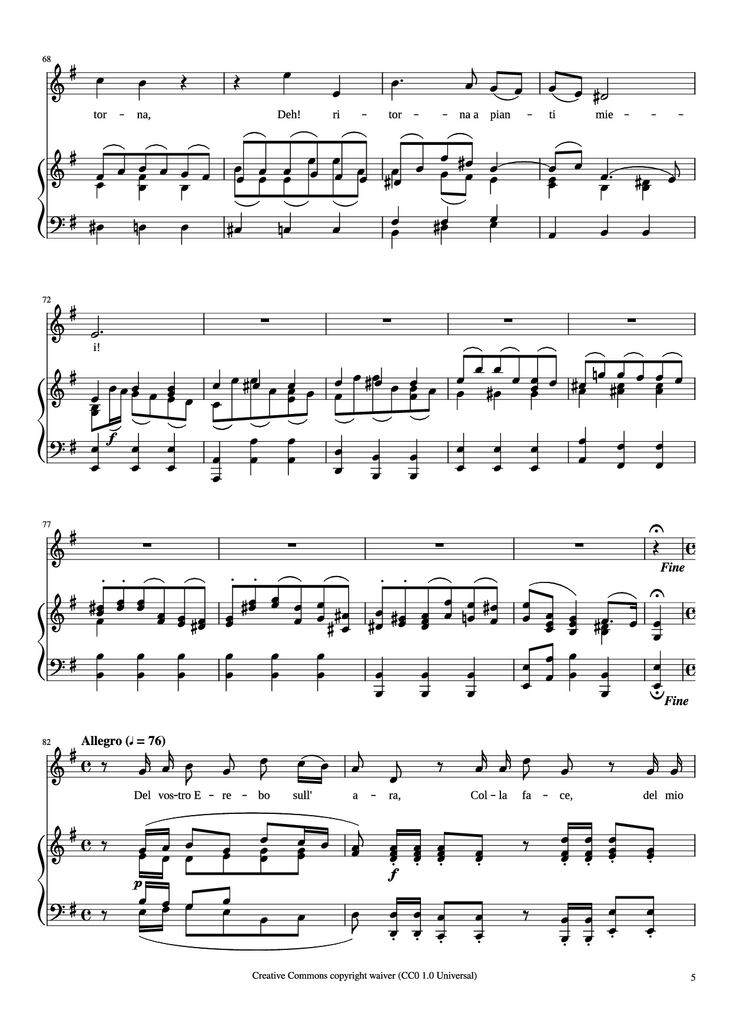 Page 5 of the piano sheet music PDF Piano - CARA SPOSA Piano by George Frideric Handel 
