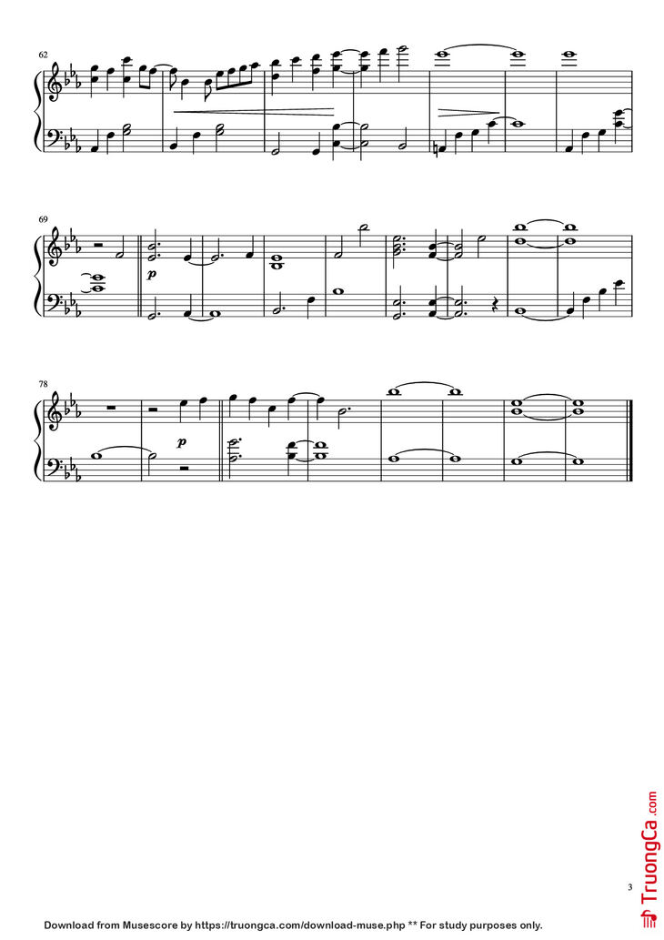 Page 3 of the piano sheet music PDF Piano - Presence Piano by Masaru Yokoyama