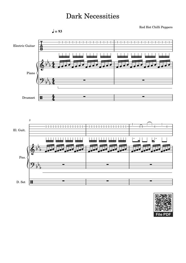 Page 1 of the piano sheet music PDF - Dark Necessities Piano by ManoGhostBoy
