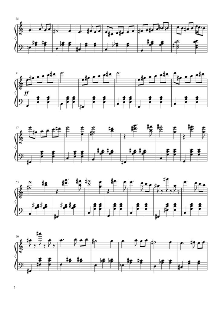 Page 2 of the piano sheet music PDF Piano - Waltz from Masquerade Piano by Khachaturian