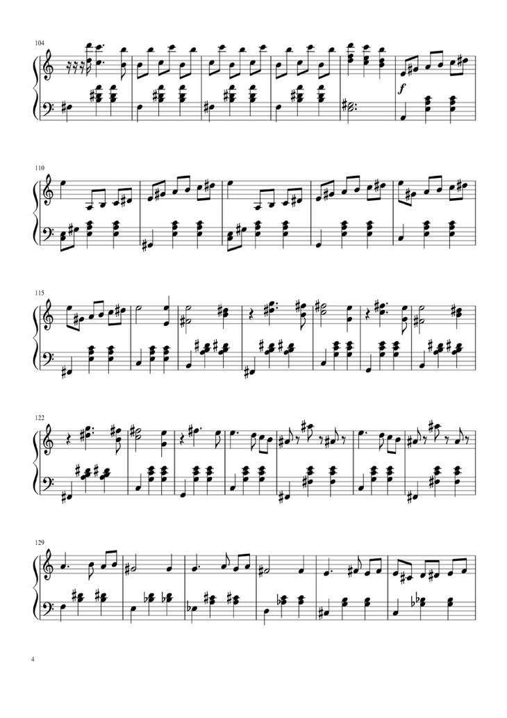 Page 4 of the piano sheet music PDF Piano - Waltz from Masquerade Piano by Khachaturian