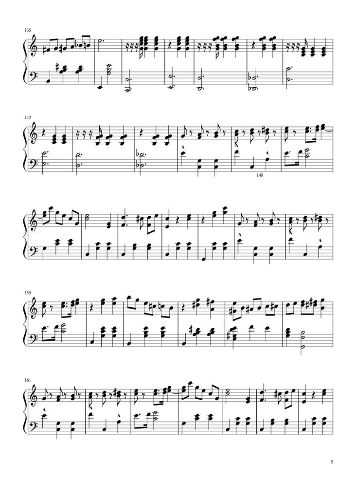 Page 5 of the piano sheet music PDF Piano - Waltz from Masquerade Piano by Khachaturian