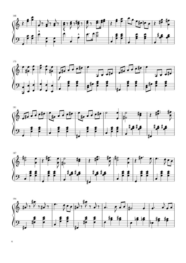 Page 6 of the piano sheet music PDF Piano - Waltz from Masquerade Piano by Khachaturian