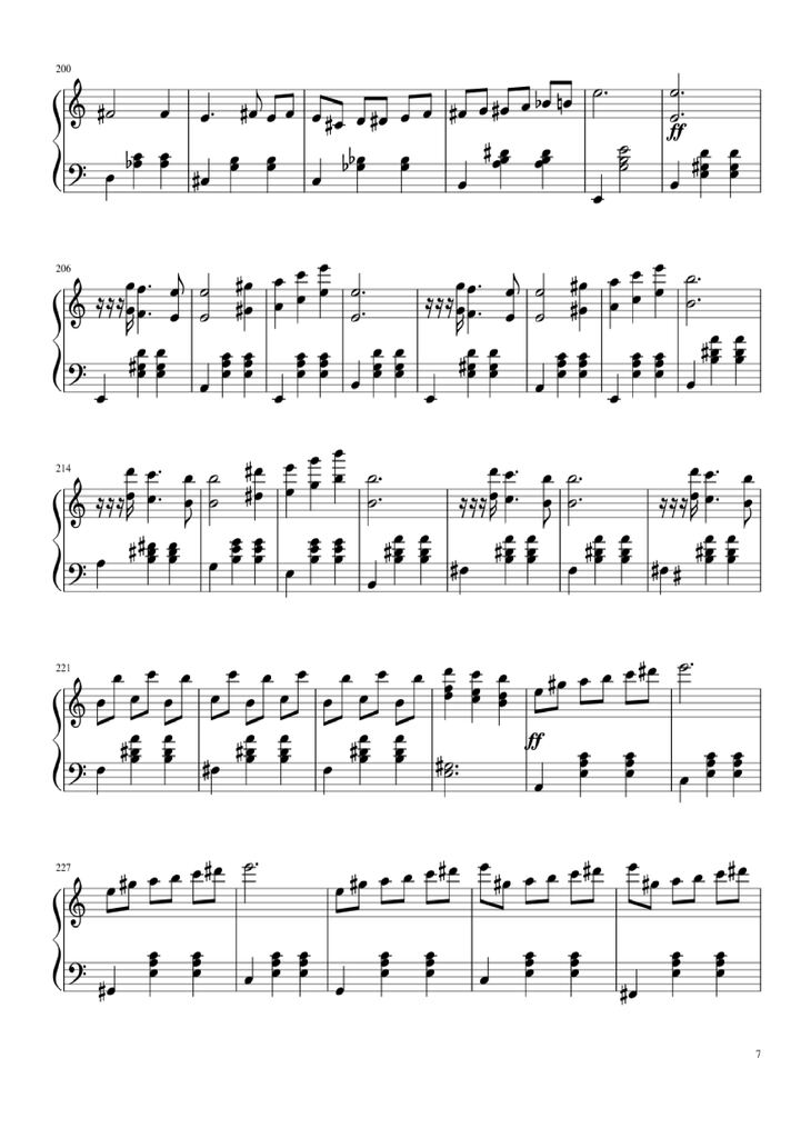 Page 7 of the piano sheet music PDF Piano - Waltz from Masquerade Piano by Khachaturian