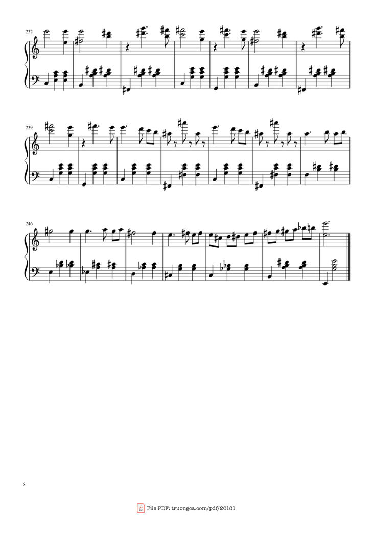 Page 8 of the piano sheet music PDF Piano - Waltz from Masquerade Piano by Khachaturian