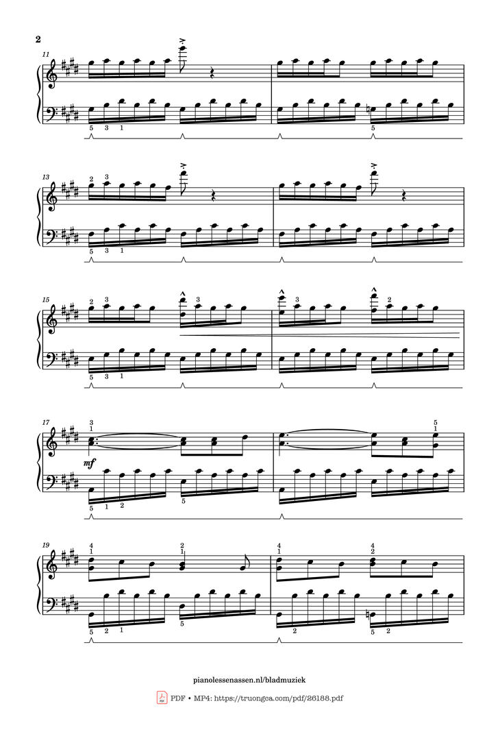 Page 2 of the piano sheet music PDF Piano - Golden Hour Piano (with fingering) by JVKE