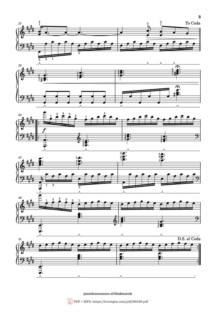 Page 3 of the piano sheet music PDF Piano - Golden Hour Piano (with fingering) by JVKE