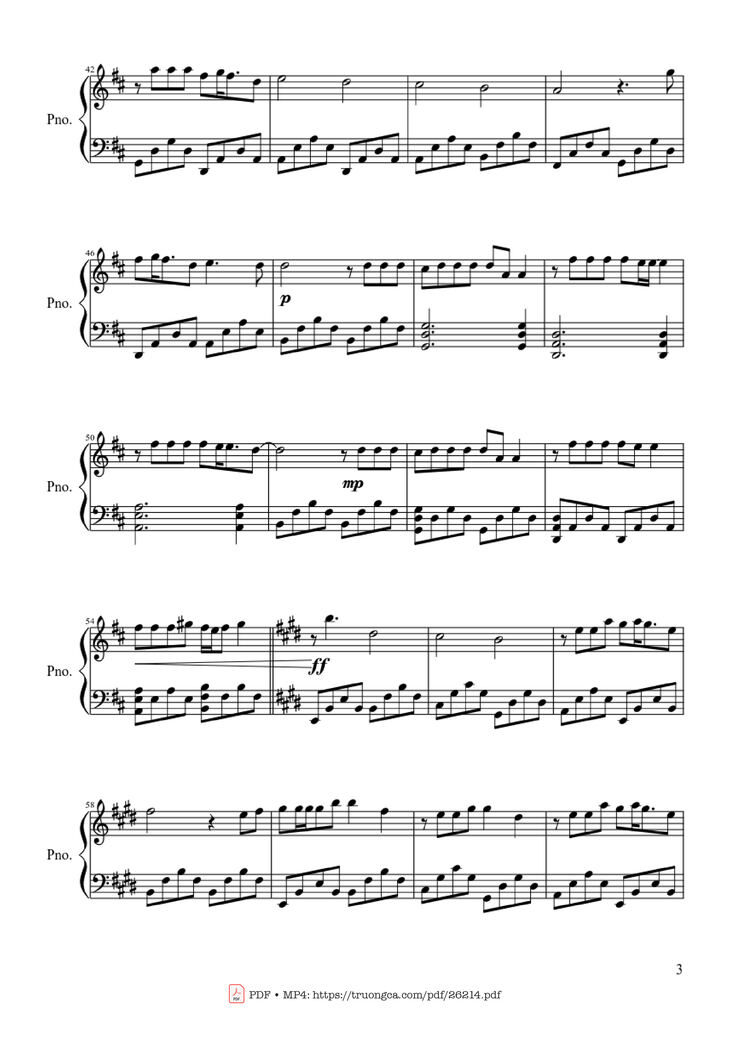 Page 3 of the piano sheet music PDF Piano - Beautiful in White Piano by Westlife