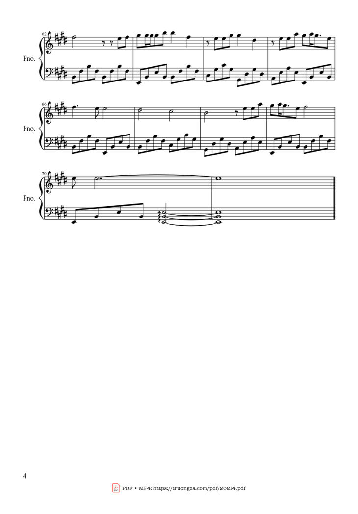 Page 4 of the piano sheet music PDF Piano - Beautiful in White Piano by Westlife