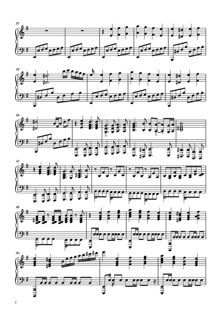 Page 2 of the piano sheet music PDF Piano - Paint it black Piano by Ramin Djawadi