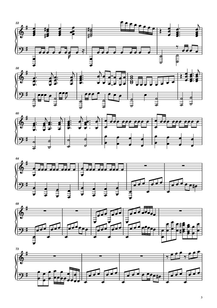 Page 3 of the piano sheet music PDF Piano - Paint it black Piano by Ramin Djawadi