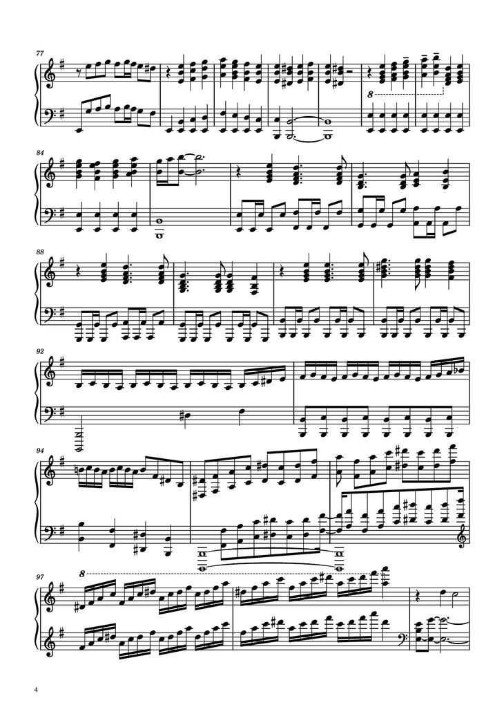 Page 4 of the piano sheet music PDF Piano - Paint it black Piano by Ramin Djawadi