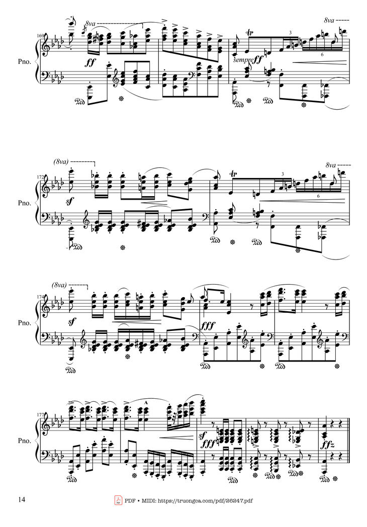 Page 14 of the piano sheet music PDF Piano - Polonaise Heroic in A-flat Major, Op. 53 by Frédéric Chopin