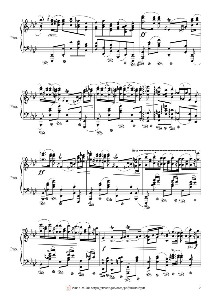 Page 3 of the piano sheet music PDF Piano - Polonaise Heroic in A-flat Major, Op. 53 by Frédéric Chopin