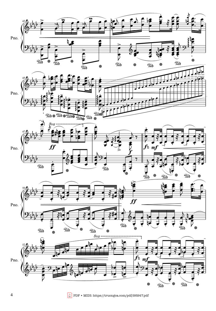 Page 4 of the piano sheet music PDF Piano - Polonaise Heroic in A-flat Major, Op. 53 by Frédéric Chopin