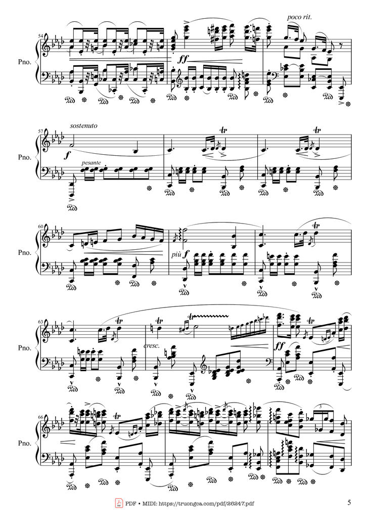 Page 5 of the piano sheet music PDF Piano - Polonaise Heroic in A-flat Major, Op. 53 by Frédéric Chopin