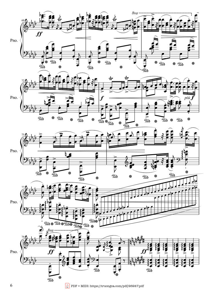 Page 6 of the piano sheet music PDF Piano - Polonaise Heroic in A-flat Major, Op. 53 by Frédéric Chopin