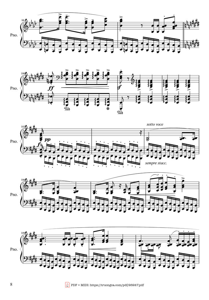 Page 8 of the piano sheet music PDF Piano - Polonaise Heroic in A-flat Major, Op. 53 by Frédéric Chopin