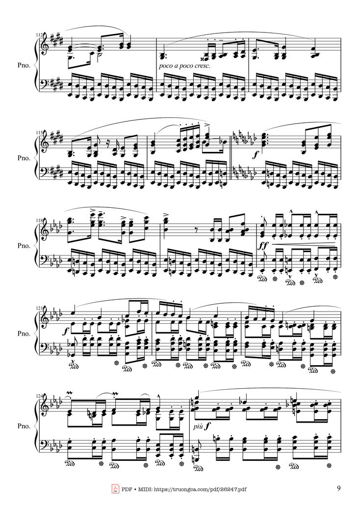 Page 9 of the piano sheet music PDF Piano - Polonaise Heroic in A-flat Major, Op. 53 by Frédéric Chopin