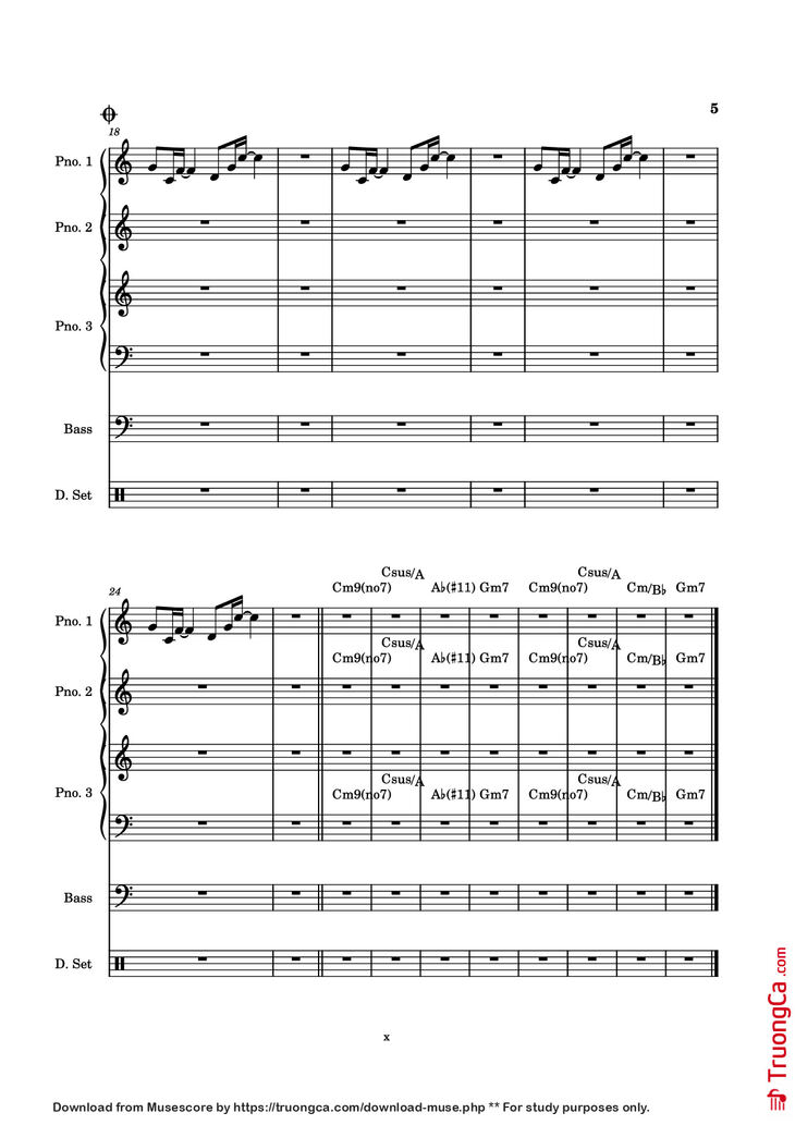 Page 5 of the piano sheet music PDF Piano Guitar Tab - Everybody Loves the Sunshine Piano by Arr. Mohsam