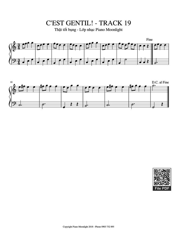 Page 1 of the piano sheet music PDF - C