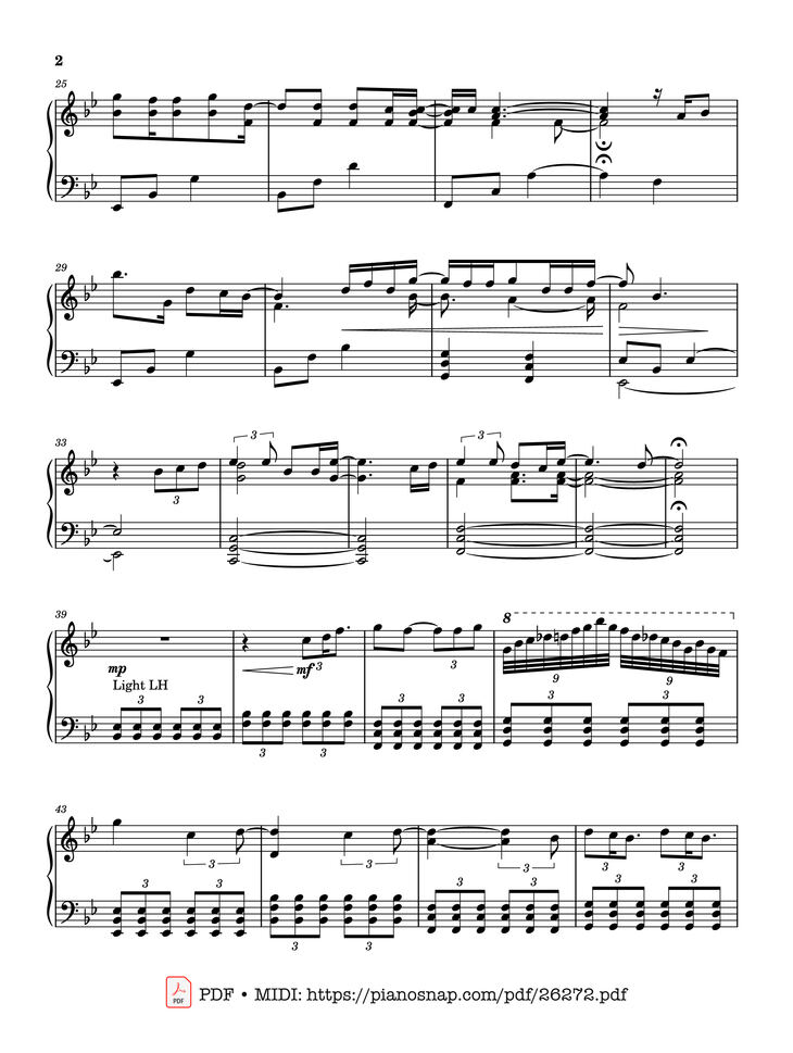 Page 2 of the piano sheet music PDF Piano - Beautiful Things Piano by Benson Boone