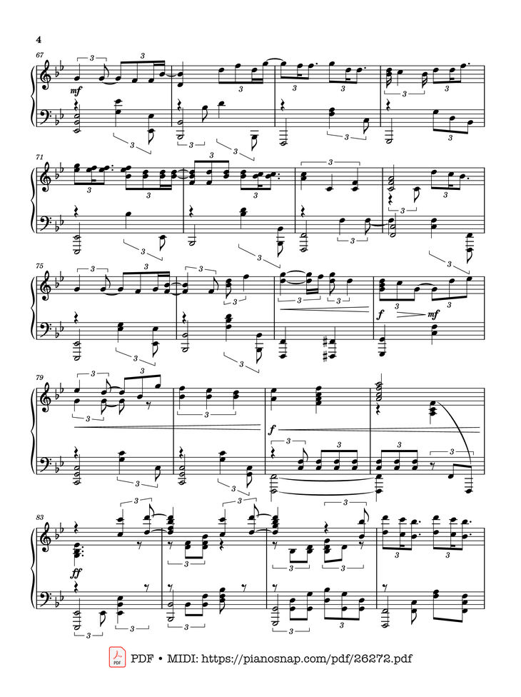 Page 4 of the piano sheet music PDF Piano - Beautiful Things Piano by Benson Boone