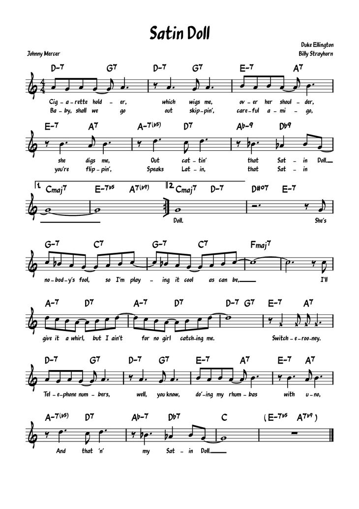 Page 1 of the piano sheet music PDF Piano - Satin Doll Piano by Duke Ellington
