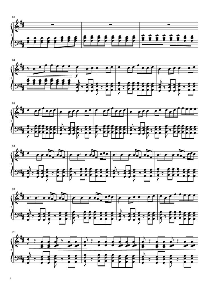 Page 4 of the piano sheet music PDF Piano - Something Just Like This Piano by The Chainsmokers