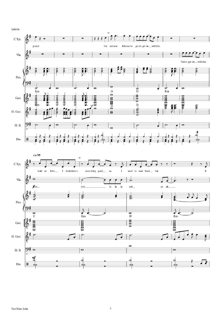 Page 7 of the piano sheet music PDF Piano Guitar Tab - Not Now John Piano by Roger Waters