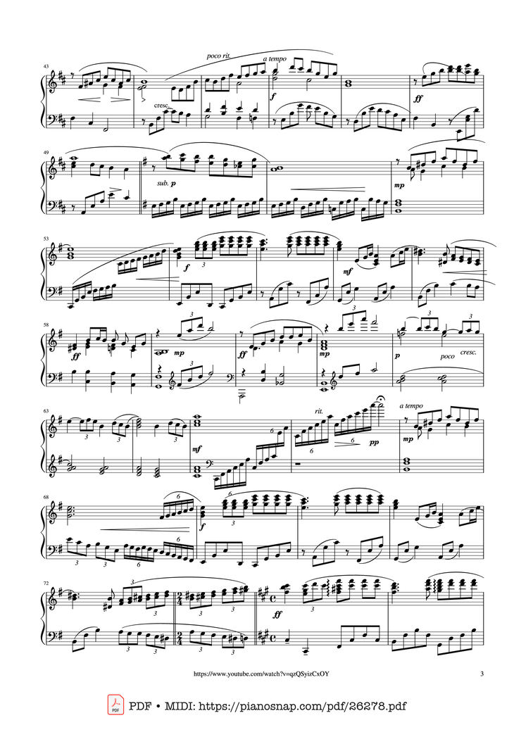 Page 3 of the piano sheet music PDF Piano - Điễm Xưa Piano (Performed by Evan Le) by Trịnh Công Sơn