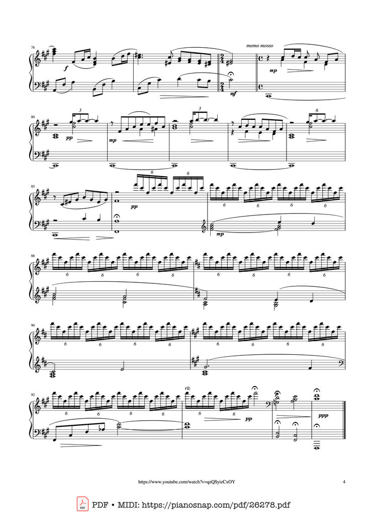 Page 4 of the piano sheet music PDF Piano - Điễm Xưa Piano (Performed by Evan Le) by Trịnh Công Sơn