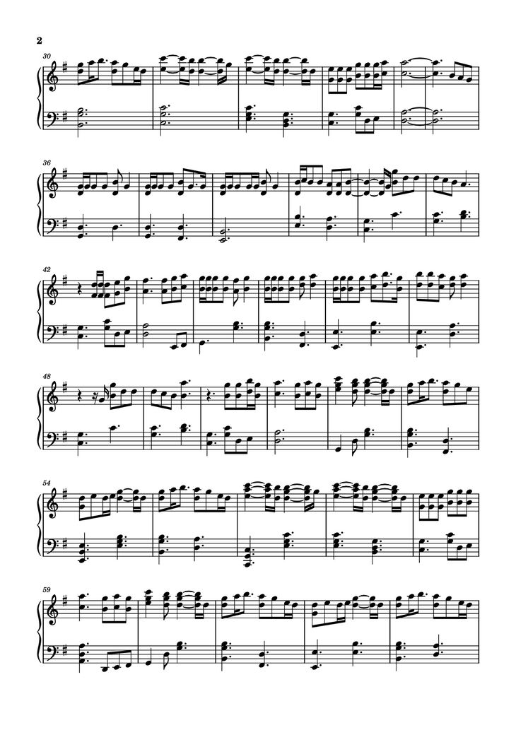 Page 2 of the piano sheet music PDF Piano - Number One Girl Piano by ROSE