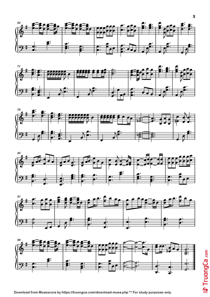 Page 3 of the piano sheet music PDF Piano - Number One Girl Piano by ROSE
