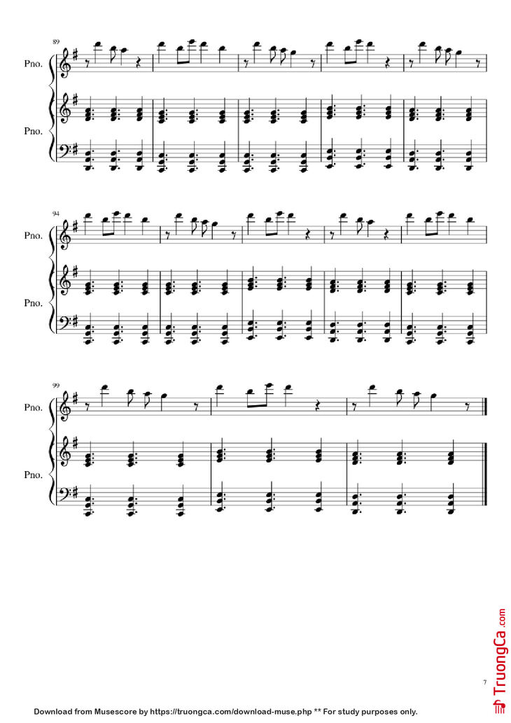 Page 7 of the piano sheet music PDF Piano - In the Name of Love Piano by Ole Berntsen