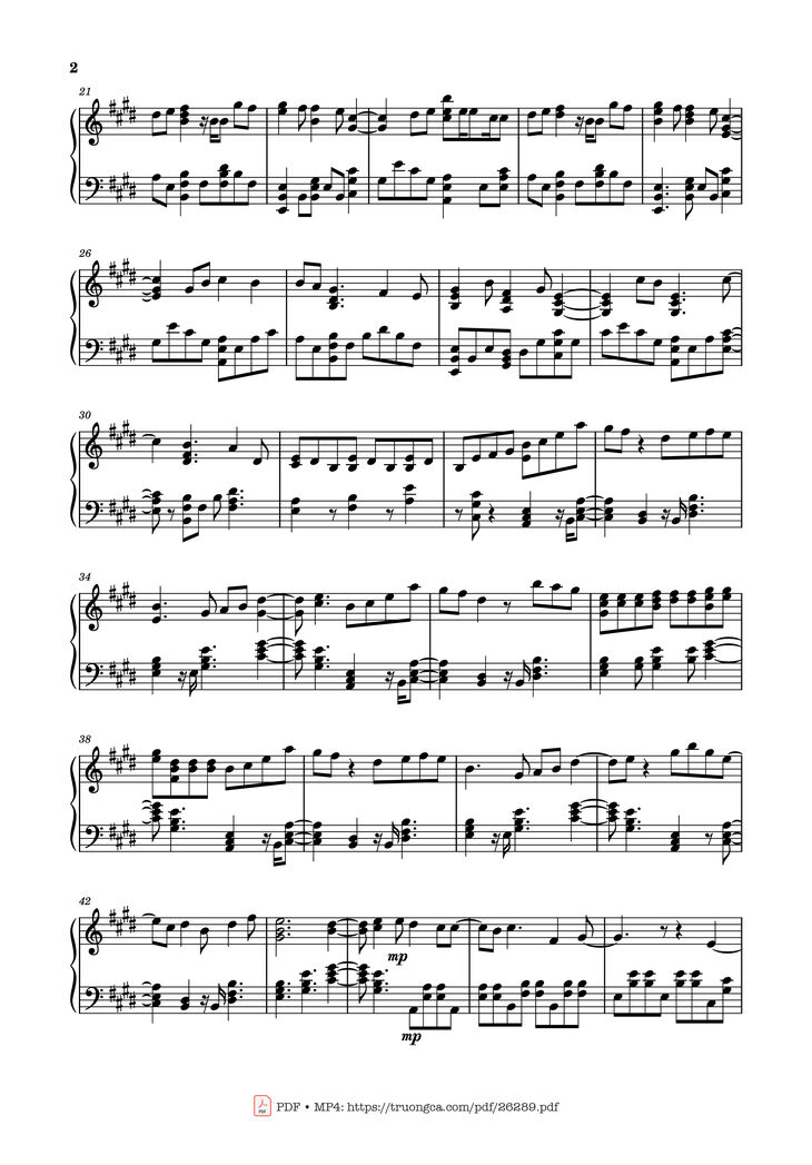 Page 2 of the piano sheet music PDF Piano - Blue Piano by Yung kai