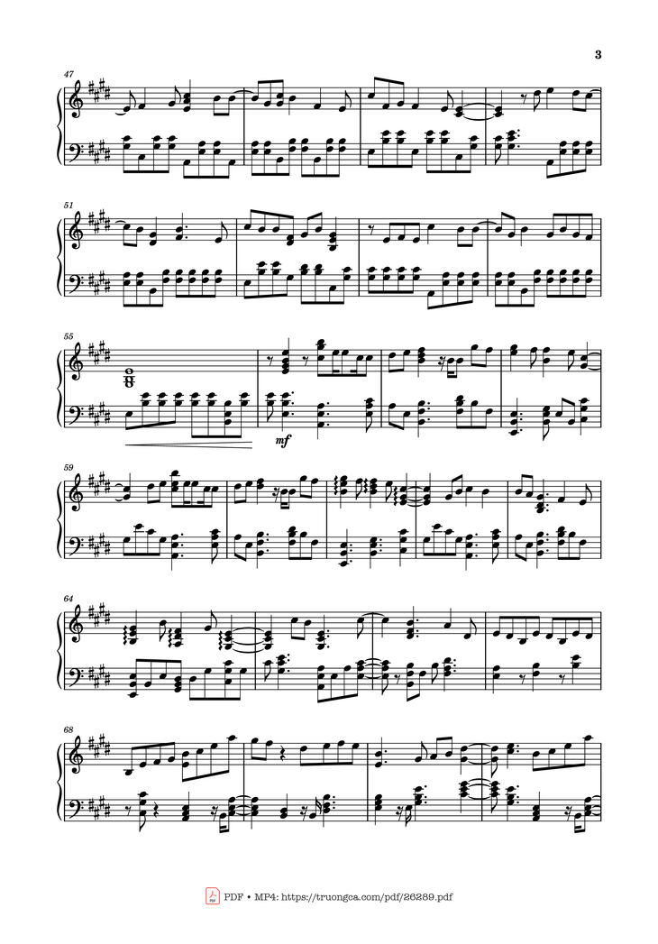 Page 3 of the piano sheet music PDF Piano - Blue Piano by Yung kai