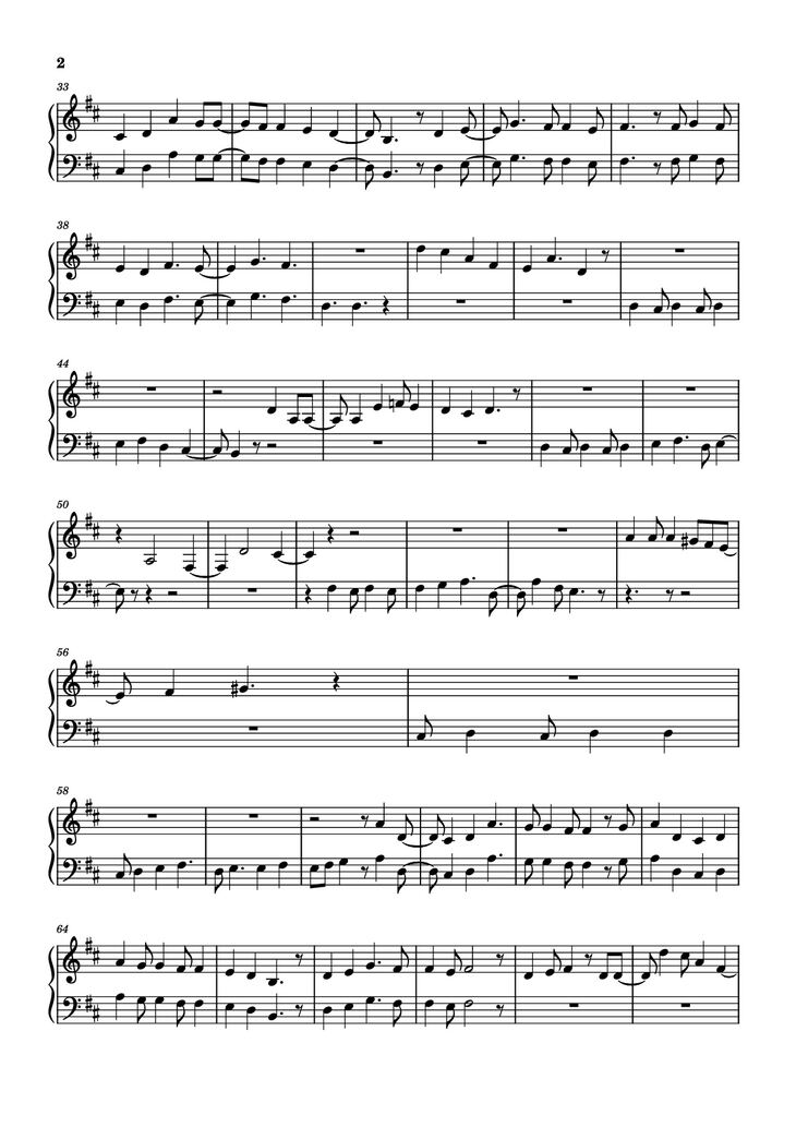 Page 2 of the piano sheet music PDF Piano - Would You Fall In Love With Me Again Piano by Jorge Rivera-Herrans