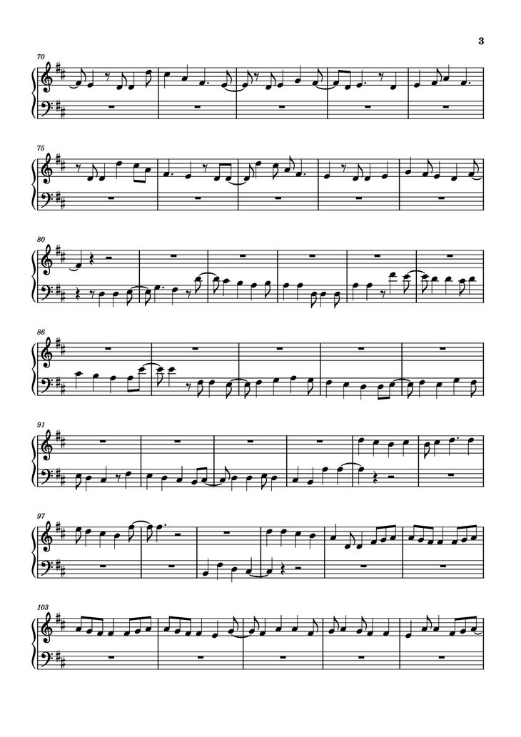 Page 3 of the piano sheet music PDF Piano - Would You Fall In Love With Me Again Piano by Jorge Rivera-Herrans