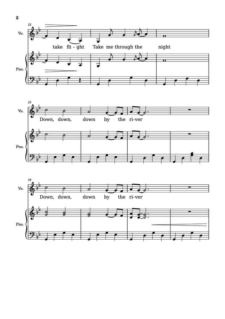 Page 2 of the piano sheet music PDF Piano - Down By The River Piano by Borislav Slavov