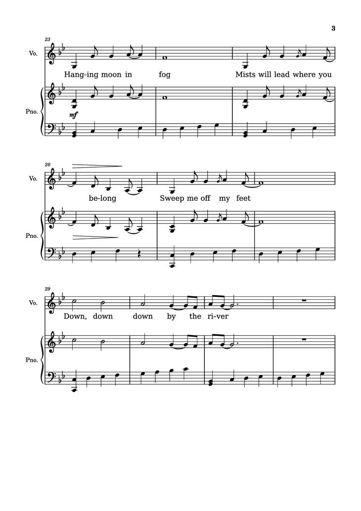 Page 3 of the piano sheet music PDF Piano - Down By The River Piano by Borislav Slavov