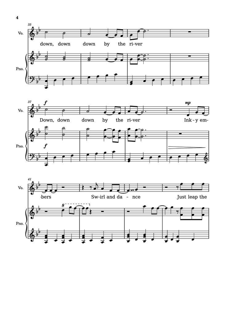 Page 4 of the piano sheet music PDF Piano - Down By The River Piano by Borislav Slavov