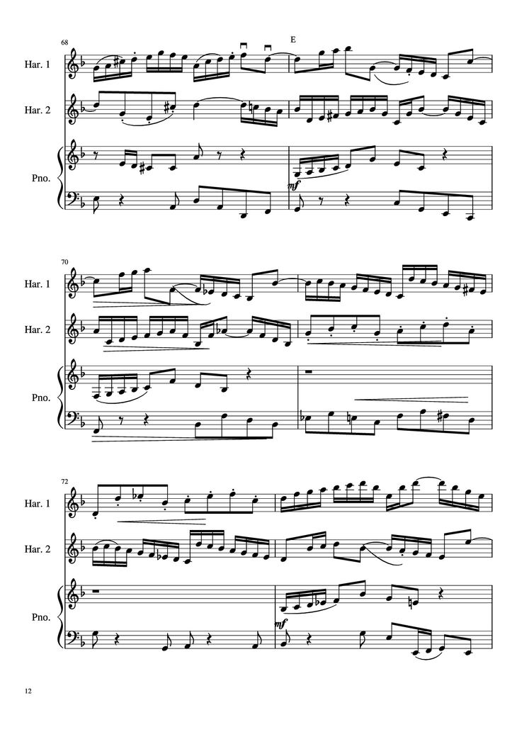 Page 12 of the piano sheet music PDF - Concerto for Two Violins in D Minor Piano by Linghongjian